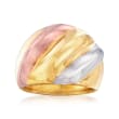 Italian Andiamo 14kt Tri-Colored Gold Over Resin Ring