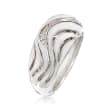 Belle Etoile &quot;Waverly&quot; White Enamel Ring with CZ Accents in Sterling Silver