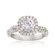 .58 ct. t.w. Diamond Crisscross Halo Engagement Ring Setting in 14kt White Gold