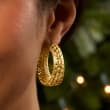 Italian 18kt Gold Over Sterling Openwork Hoop Earrings