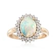 Opal and .37 ct. t.w. Diamond Ring in 14kt Yellow Gold
