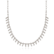 C. 1990 Vintage 4.50 ct. t.w. Diamond Leaf Drop Choker Necklace in 18kt White Gold
