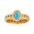 .70 Carat Blue Topaz Curb-Link Shank Ring in 18kt Yellow Gold