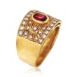 C. 1980 Vintage .50 Carat Ruby and .65 ct. t.w. Diamond Ring in 18kt Yellow Gold