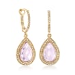 4.00 ct. t.w. Amethyst and .32 ct. t.w. Diamond Drop Earrings in 14kt Yellow Gold 
