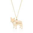 18kt Yellow Gold Over Sterling Silver French Bulldog Name Pendant Necklace