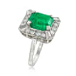 C. 1970 Vintage 4.00 Carat Emerald and 1.05 ct. t.w. Diamond Ring in Platinum