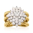 C. 1980 Vintage 2.00 ct. t.w. Diamond Cluster Multi-Row Ring in 18kt Two-Tone Gold