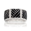 Belle Etoile &quot;Laguna&quot; Black Enamel and .15 ct. t.w. CZ Ring in Sterling Silver