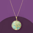 Amazonite Tree of Life Pendant Necklace in 14kt Yellow Gold