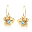 .50 ct. t.w. Swiss Blue Topaz Flower Drop Earrings in 14kt Yellow Gold