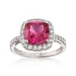 Cushion-Cut Simulated Ruby and .55 ct. t.w. CZ Ring in Sterling Silver