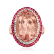 20.00 Carat Morganite, .70 ct. t.w. Pink Sapphire and .46 ct. t.w. Diamond Ring in 18kt Rose Gold