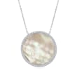 Mother-Of-Pearl and .50 ct. t.w. CZ Circle Necklace in Sterling Silver