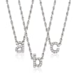 Diamond-Accented Lowercase Mini Initial Necklace in Sterling Silver