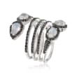 Moonstone and 1.57 ct. t.w. Black Spinel Coil Ring in Sterling Silver