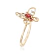 .22 ct. t.w. Garnet Butterfly Ring with Diamond Accents in 14kt Yellow Gold