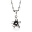 Zina Sterling Silver &quot;Hibiscus&quot; Floral Pendant Necklace