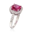 Cushion-Cut Simulated Ruby and .55 ct. t.w. CZ Ring in Sterling Silver