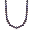 9.5-10.5mm Black Cultured Pearl Necklace with 14kt Yellow Gold
