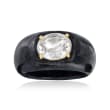 Black Jade and 3.00 Carat White Topaz Ring with 14kt Yellow Gold