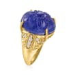 15.00 Carat Blue Tanzanite Ring with .19 ct. t.w. Diamonds in 18kt Yellow Gold