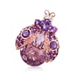 12.20 ct. t.w. Amethyst Beetle Pin with White Topaz Accents in 18kt Rose Gold Over Sterling