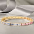 7.00 ct. t.w. Multicolored Sapphire and 1.15 ct. t.w. Diamond Bracelet in 14kt Yellow Gold