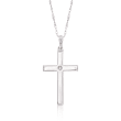 Sterling Silver Cross Pendant Necklace with Diamond Accent