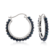 3-3.5mm Black Cultured Pearl Hoop Earrings in Sterling Silver