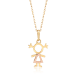 18kt Two-Tone Gold Girl Pendant Necklace