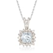 .80 Carat Aquamarine and .25 ct. t.w. Diamond Pendant Necklace in 14kt White Gold