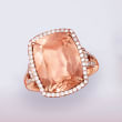10.00 Carat Morganite and .41 ct. t.w. Diamond Ring in 14kt Rose Gold