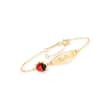 Child's 18kt Yellow Gold Personalized ID Bracelet with Red and Black Enamel Ladybug