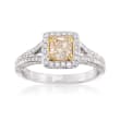 1.20 ct. t.w. Fancy Yellow and White Diamond Engagement Ring in 18kt Two-Tone Gold