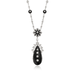 C. 2000 Vintage Black Onyx and 4.00 ct. t.w. Diamond Drop Necklace in 18kt White Gold