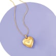 14kt Yellow Gold Heart Locket Necklace with Diamond Accent