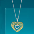 .25 ct. t.w. Diamond Floral Filigree Double-Heart Pendant Necklace in Sterling Silver and 18kt Gold Over Sterling