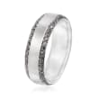 Henri Daussi Men's .95 ct. t.w. Black Diamond Wedding Ring in 14kt White Gold