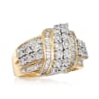 1.00 ct. t.w. Round and Baguette Diamond Ribbon Ring in 18kt Gold Over Sterling Silver
