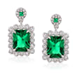 Simulated Emerald and .57 ct. t.w. CZ Drop Earrings in Sterling Silver