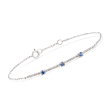 .10 ct. t.w. Sapphire and .12 ct. t.w. Diamond Bar Bracelet in 14kt White Gold