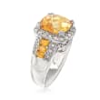3.25 ct. t.w. Citrine Ring with White Topaz and Diamond Accents in Sterling Silver