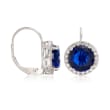 2.71 ct. t.w. Blue and White CZ Halo Earrings in Sterling Silver