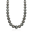 12-16.5mm Black Cultured Tahitian Pearl Necklace With Diamond Accents and 14kt White Gold