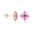 1.60 ct. t.w. Pink and White Sapphire Flower Earrings in 14kt Rose Gold