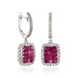 Gregg Ruth .88 ct. t.w. Ruby and .27 ct. t.w. Diamond Earrings in 18kt White Gold