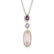 Andrea Candela &quot;Dulce-Baya&quot; 10.00 Carat Pink Quartz and 1.60 ct. t.w. Amethyst Necklace in Sterling Silver and 18kt Yellow Gold