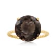 5.50 Carat Smoky Quartz Twisted Ring in 14kt Yellow Gold