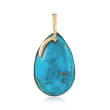 Stabilized Turquoise Pendant with Diamond Accent in 14kt Yellow Gold 